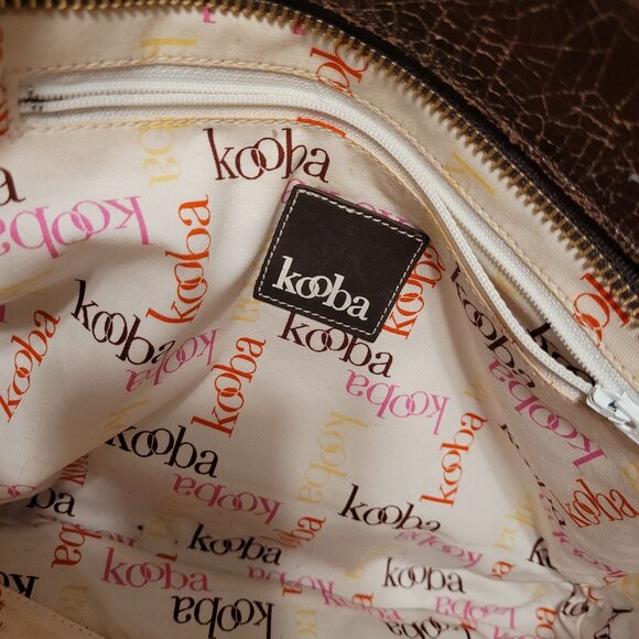 KOOBA Brooklyn Brown Distressed Crackled Leather Satchel Shoulder Bag - Picture 13 of 14